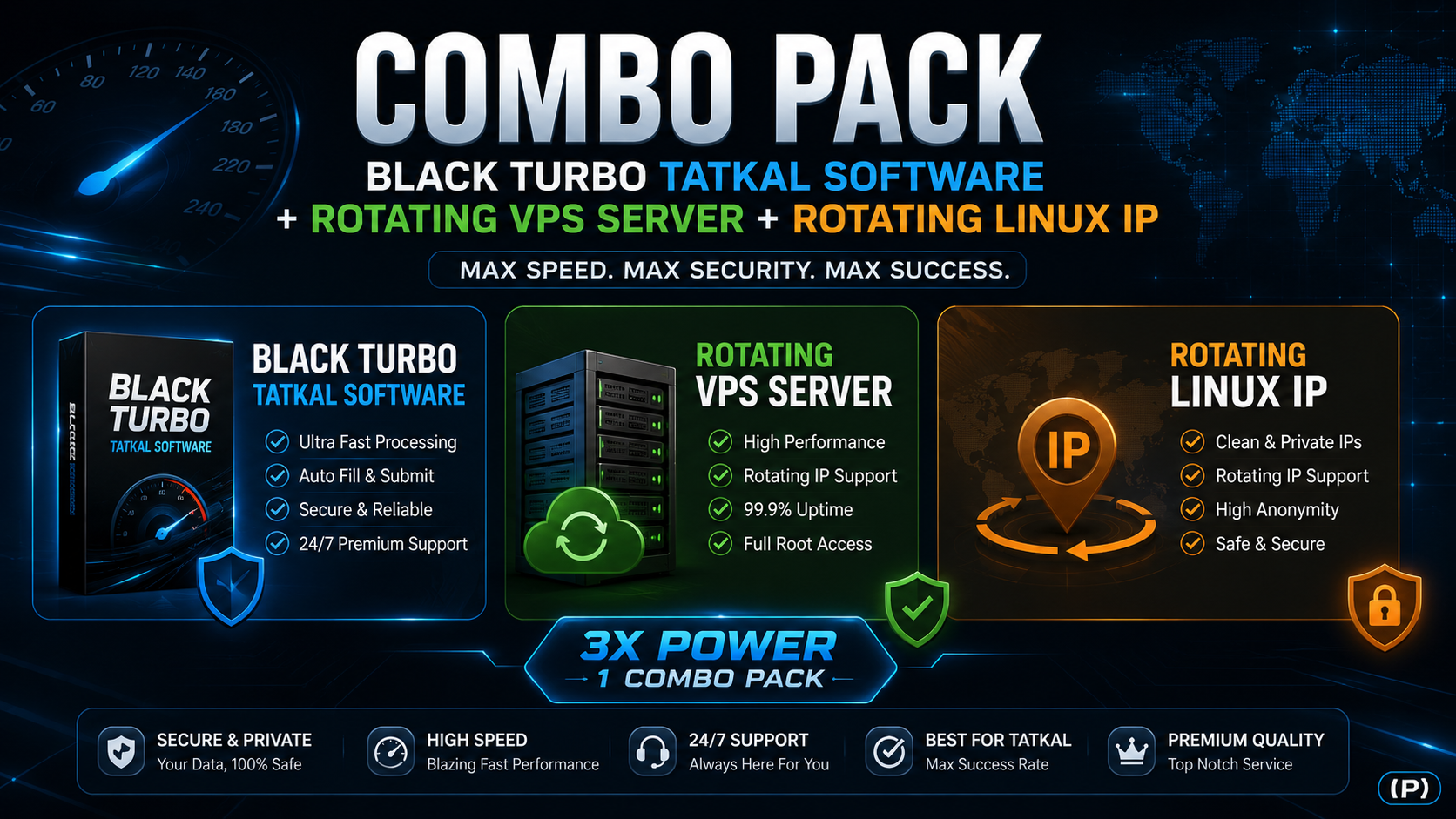 Combo Pack – Black Turbo Tatkal Software + Rotating VPS Server + Rotating Linux IP — combo available at Tatkal Host