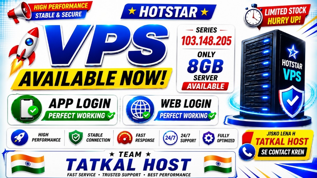 Hotstar VPS Servers — vps available at Tatkal Host