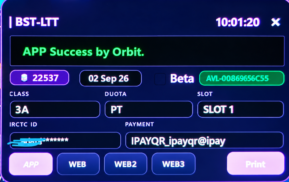 Orbit Tatkal Automation Software - High-Speed Ticket Booking — software available at Tatkal Host